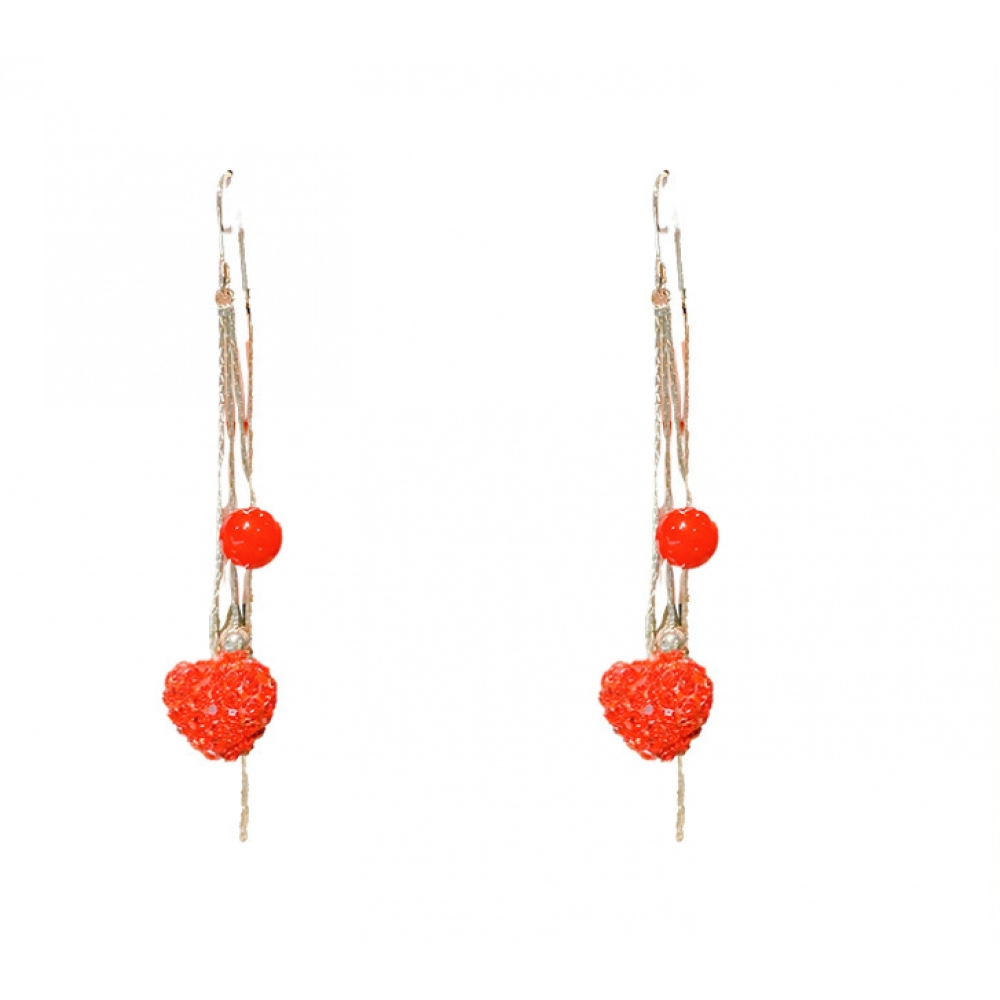 New style, fashionable, red love earrings, female Korean earrings, temperament, ear hook, long tassel ear line