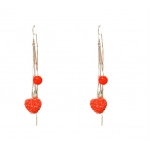 New style, fashionable, red love earrings, female Korean earrings, temperament, ear hook, long tassel ear line