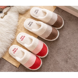 Popular floor stall plush cotton slippers for women to wear in winter, non-slip lovers to keep warm at home and indoors