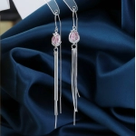 Sterling silver earrings women's Korean version temperament tulip earrings long tassels fashion network popular versatile earrings