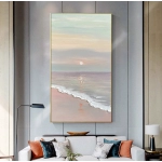 Pure hand-painted oil painting, sunrise decoration painting, sea landscape mural, Nordic porch living room, hanging painting, thick oil, large handmade