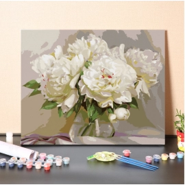 Digital oil painting diy filling peony flowers European style living room decoration painting Hand painting decompression hand filling oil painting