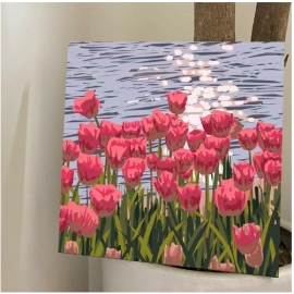 Tulip diy digital oil painting, sea of flowers, color filling, handmade oil painting, ins style, artistic flowers